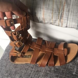 Gladiator sandals. Brown Zip up back
